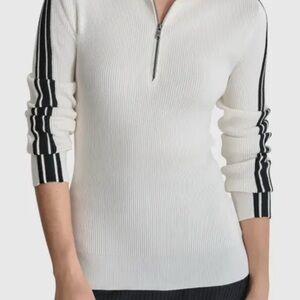 DKNY NWT Women's White and Black Striped Sweater